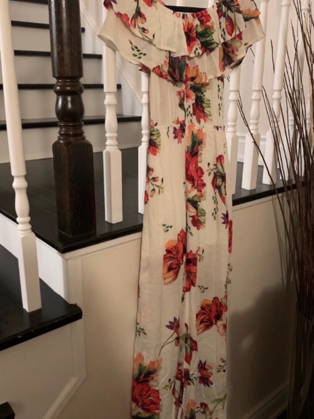 White Floral Off-Shoulder Maxi Dress